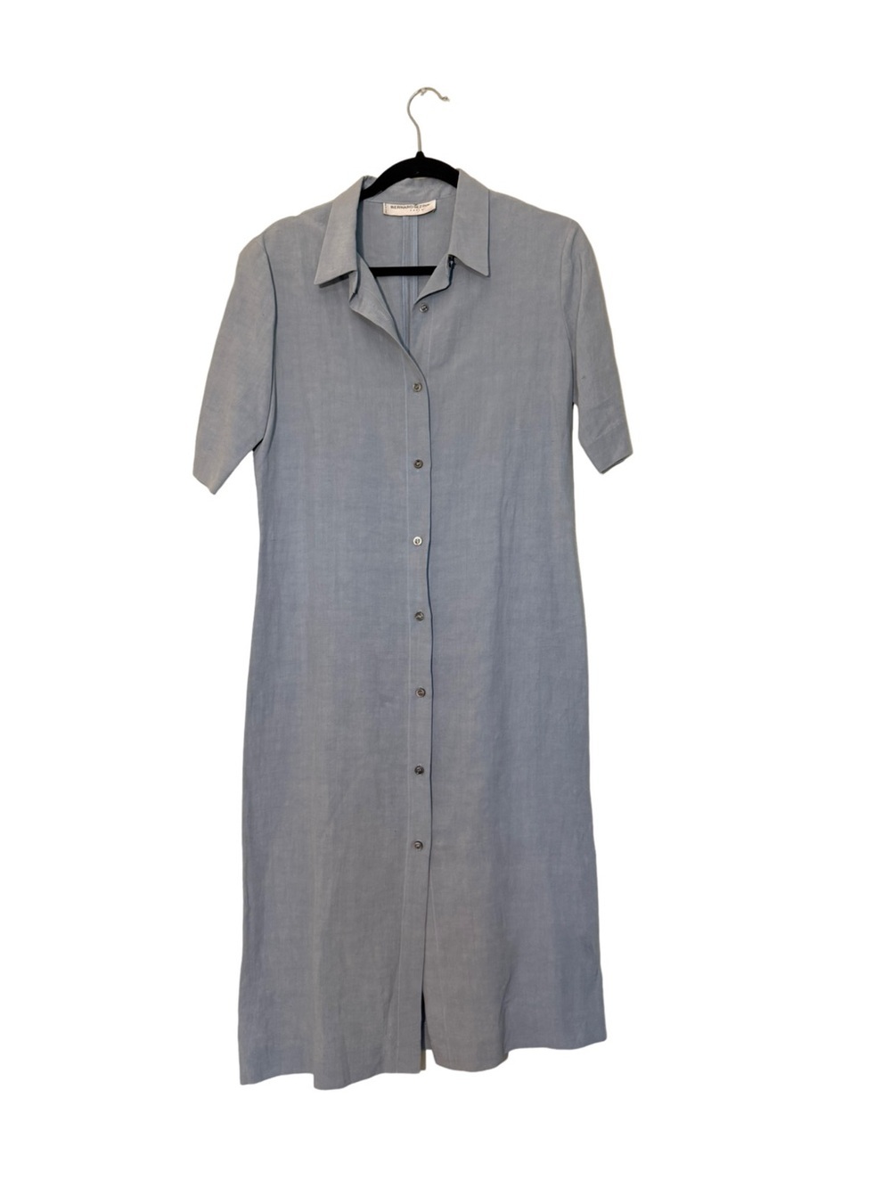 Bernard Zins Linen Silk Shirt Dress Size 8, Button Down, Short Sleeves
